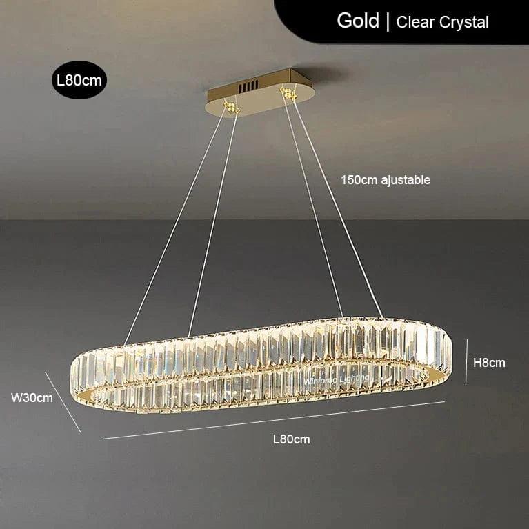 Suspension ovale en cristal de luxe - Collection Prestige | Marco Lucetti Or L80cm / Intensité variable avec Romote
