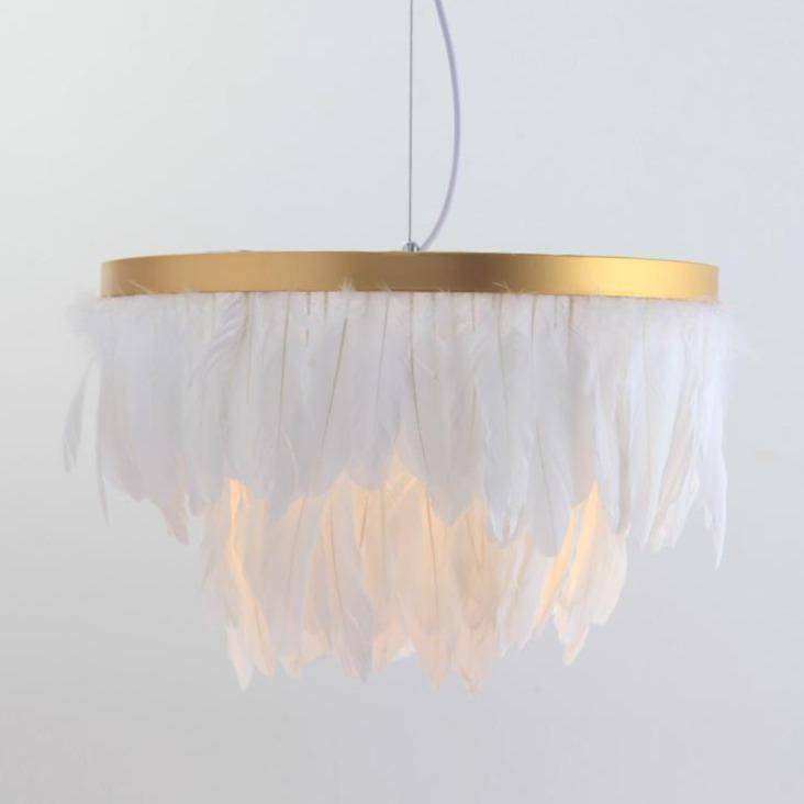 Suspension ovale LED en plumes colorées Hangly Light | Marco Lucetti 40cm / Blanc