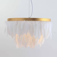 Suspension ovale LED en plumes colorées Hangly Light | Marco Lucetti 40cm / Blanc