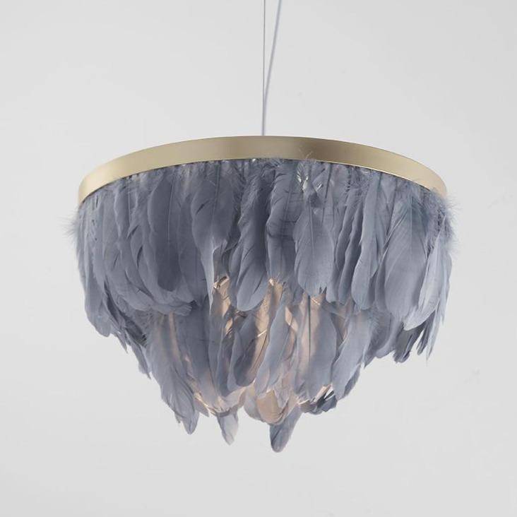 Suspension ovale LED en plumes colorées Hangly Light | Marco Lucetti 40cm / Gris