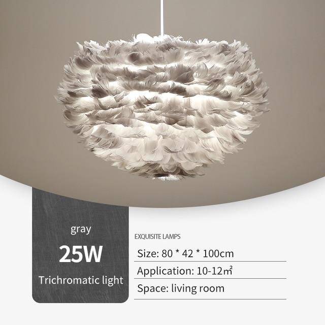 Suspension ovale LED Fairy Plumes | Marco Lucetti 30cm / Gris
