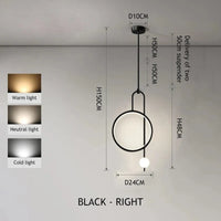 Suspension Plafonnier  Anneau Rond en Verre Moderne - Lustre Intérieur | Marco Lucetti Noir - Droite / Blanc froid