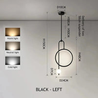 Suspension Plafonnier  Anneau Rond en Verre Moderne - Lustre Intérieur | Marco Lucetti Noir - Gauche / Blanc froid