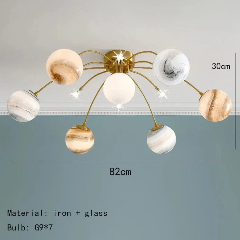 Suspension Planète Art Déco pour Enfants - Luminaires Suspendus en Métal | Marco Lucetti 7 lumières / Blanc chaud