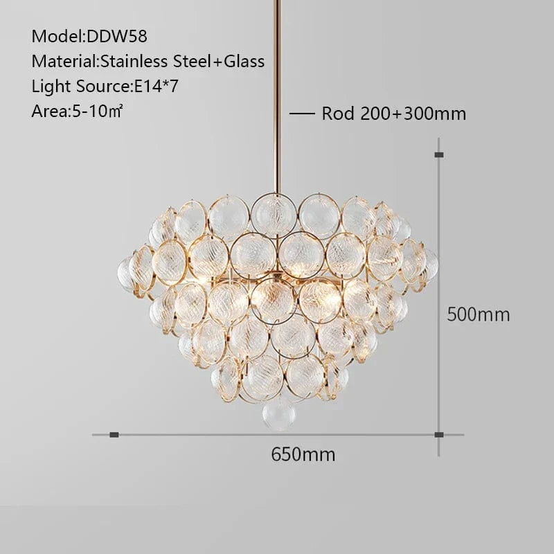 Suspension post-moderne haut de gamme et créative | Marco Lucetti Dia65cm / Chaîne de suspension / Lumière chaude