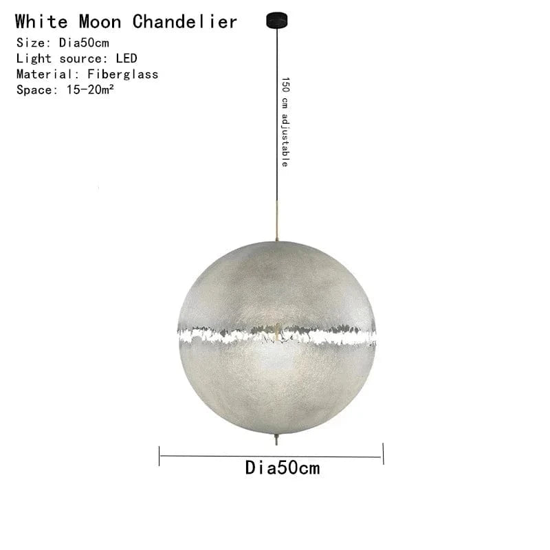 Suspension Postkrisi Designer Italien Lune LED - Idéal pour Escalier, Salon, Chevet, Bar - En Fibre de Verre - Éclairage de Décoration Moderne | Marco Lucetti Diamètre50cm / Blanc froid
