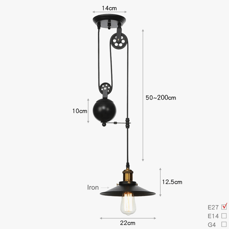 Suspension Poulie en fer Vintage Loft Antique | Marco Lucetti