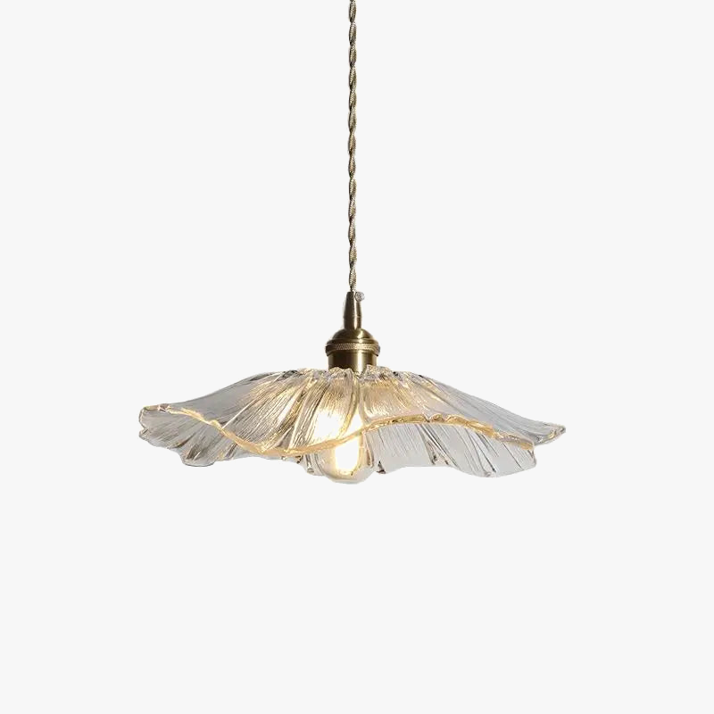 Suspension rétro en laiton et verre, forme de fleur - Décoration Maison Chic