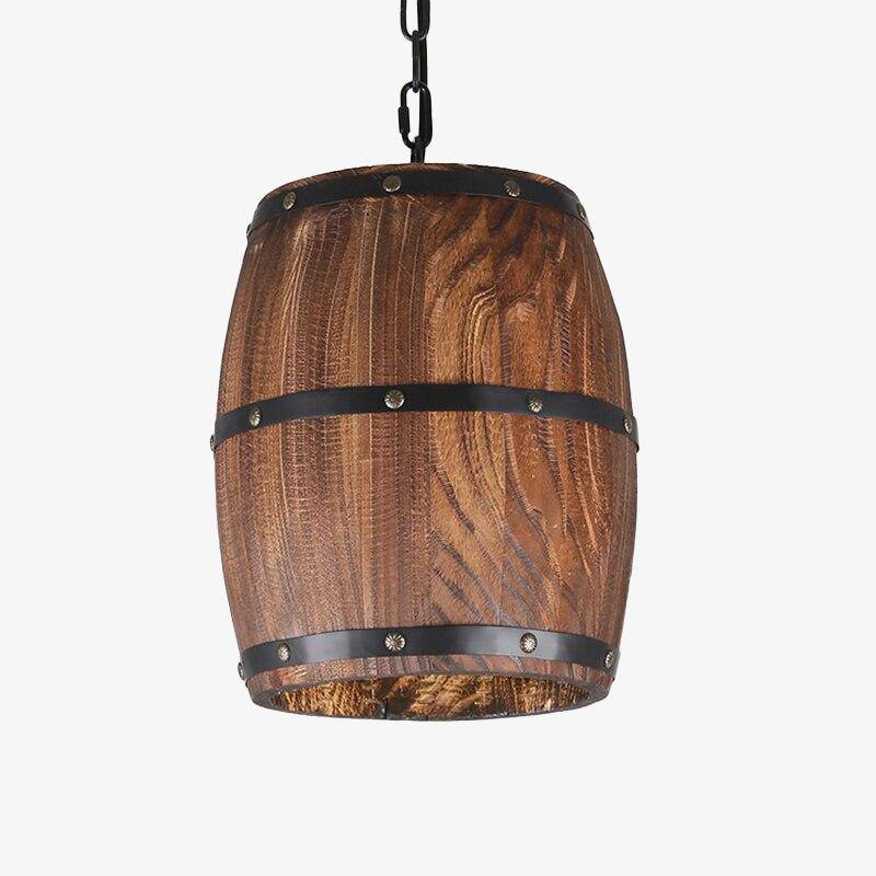 Suspension rétro à LED « Barrel-Light » en bois style campagne | Marco Lucetti