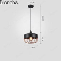 Suspension rétro à LED "Metal Cage" - Style américain | Marco Lucetti Noir / C