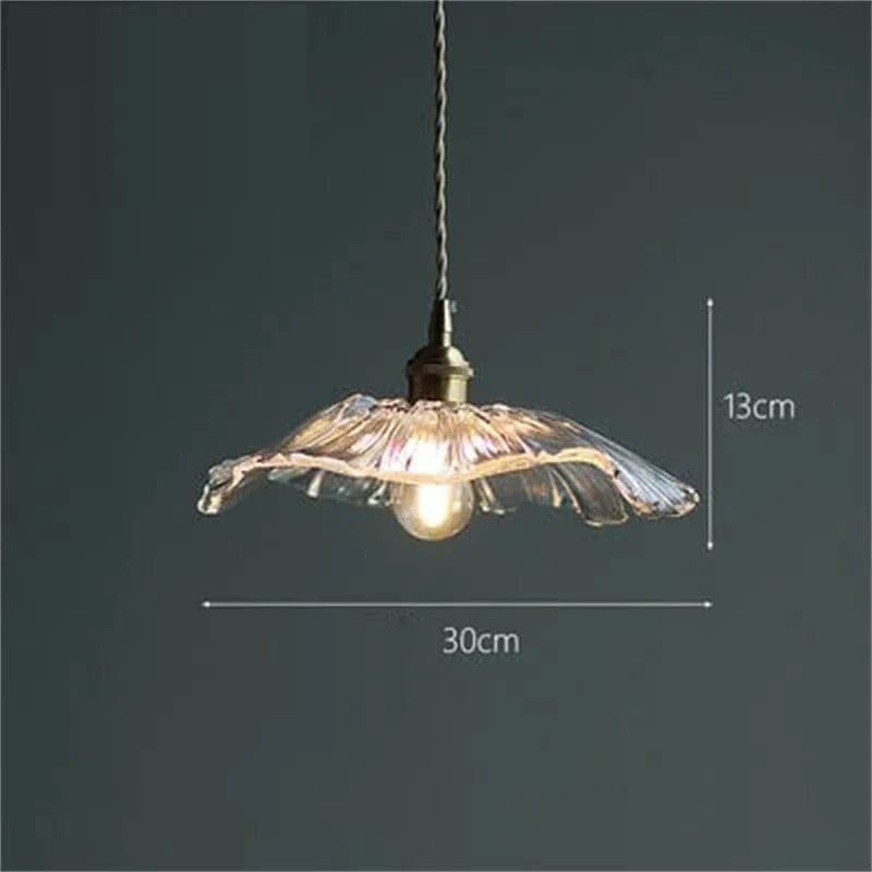 Suspension rétro en laiton et verre, forme de fleur - Décoration Maison Chic | Marco Lucetti Lampe à suspension transparente