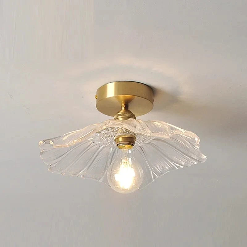 Suspension rétro en laiton et verre, forme de fleur - Décoration Maison Chic | Marco Lucetti Plafonnier transparent