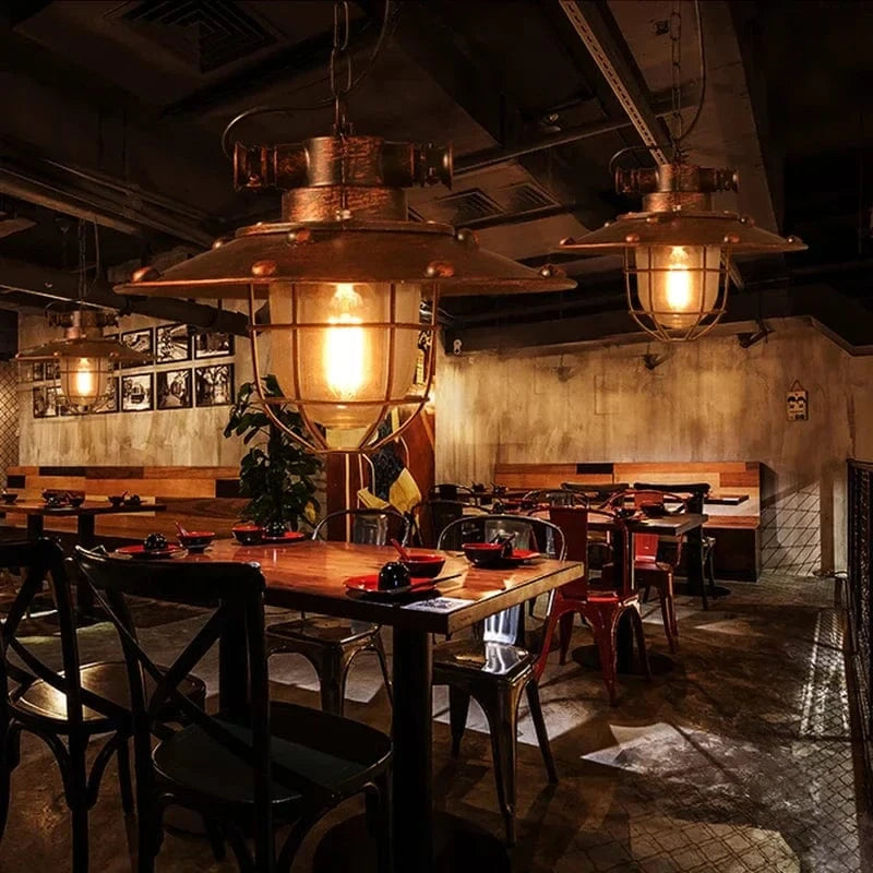 Suspension rétro industrielle avec lampe suspendue Vintage et ampoule Led E27 - Idéale pour le dortoir, la salle à manger, la cuisine ou le bar | Marco Lucetti