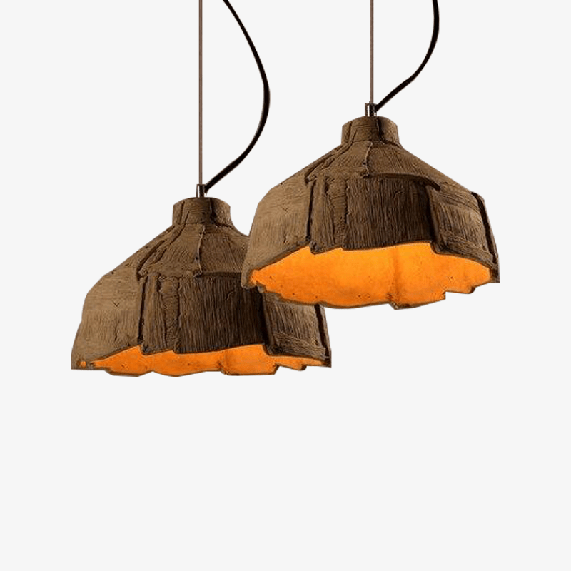 Suspension LED Rétro avec Abat-Jour Effet Écorce