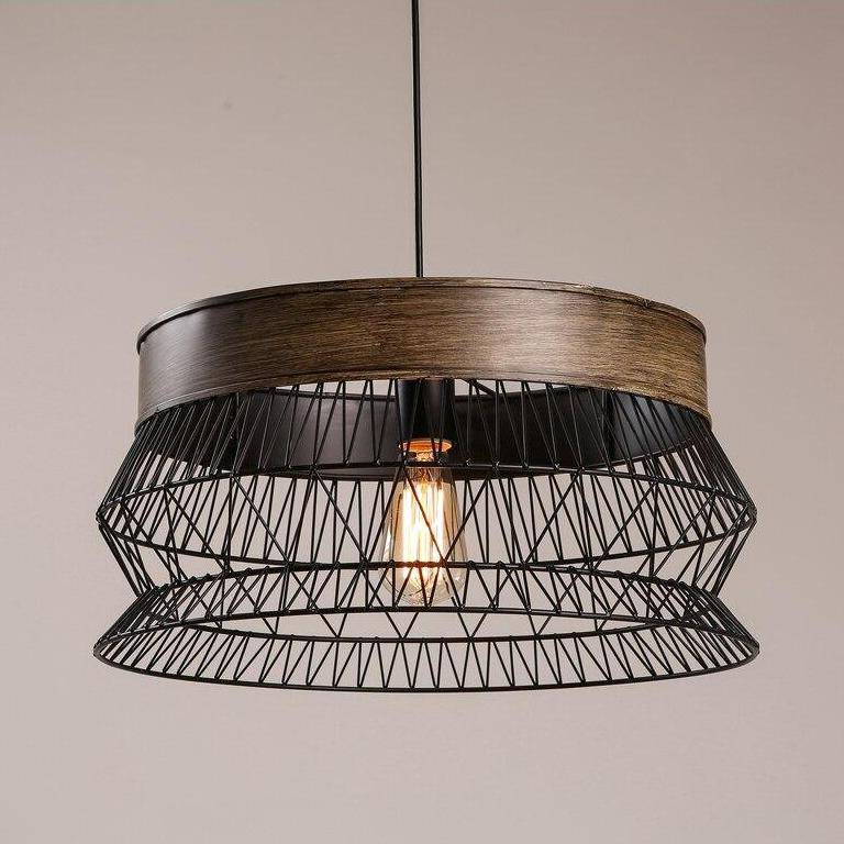 Suspension rétro LED en bois et métal | Marco Lucetti