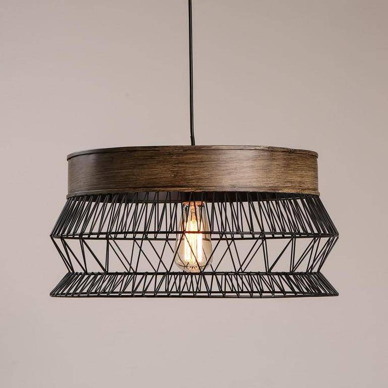 Suspension rétro LED en bois et métal | Marco Lucetti