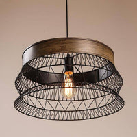 Suspension rétro LED en bois et métal | Marco Lucetti