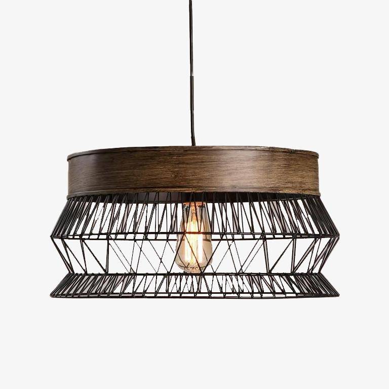 Suspension rétro LED en bois et métal | Marco Lucetti