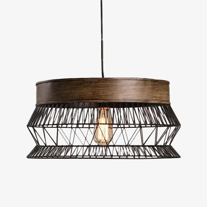 Suspension rétro LED en bois et métal | Marco Lucetti