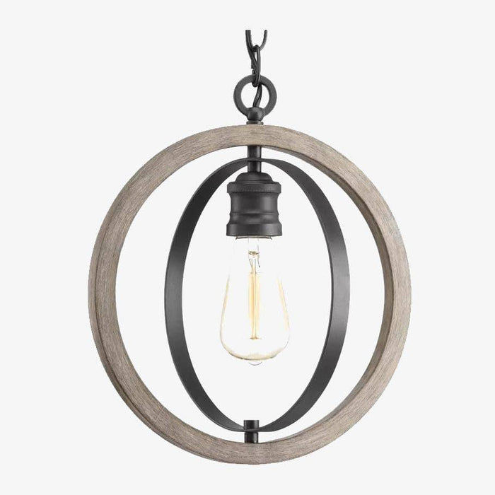 Suspension rétro LED en bois et métal noir | Marco Lucetti