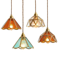 Suspension rétro LED Glass en verre et métal doré | Marco Lucetti