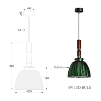 Suspension rétro LED vert métal | Marco Lucetti