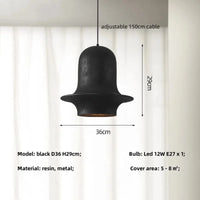 Suspension Rétro Loft E27 Wabi Sabi Led pour Bar Maison et Déco | Marco Lucetti Noir D36cm / Changeable