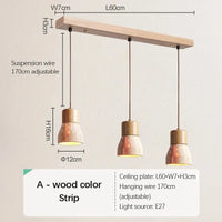 Suspension Rétro nordique jaune travertin pour éclairage de Bar et salle à manger | Marco Lucetti Ae Bande Couleur Bois / Lumière chaude