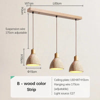 Suspension Rétro nordique jaune travertin pour éclairage de Bar et salle à manger | Marco Lucetti Bande de couleur bois B / Lumière chaude