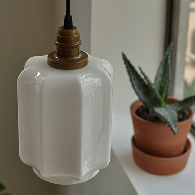 Suspension rétro Vinny en verre blanc. | Marco Lucetti