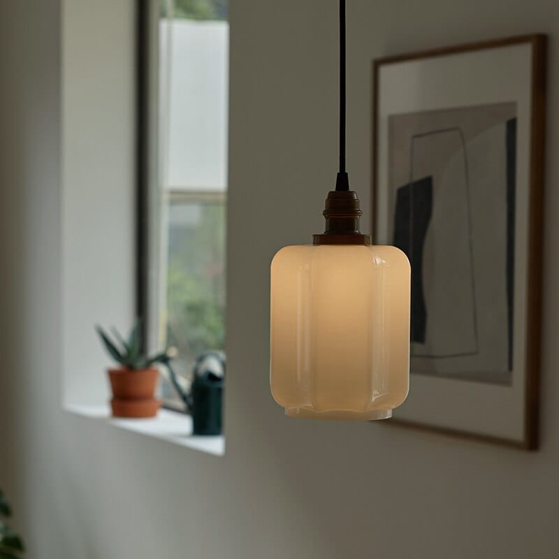 Suspension rétro Vinny en verre blanc. | Marco Lucetti