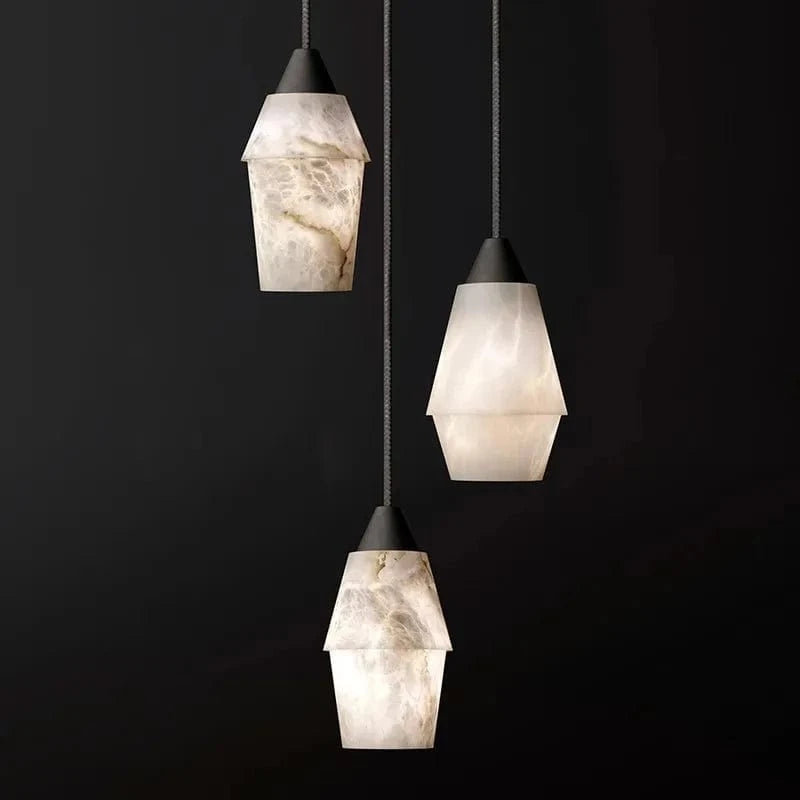 Suspension Rétro Vintage Marbre Collection LED Lustre Éclairage - Salle à manger chic | Marco Lucetti 3 têtes