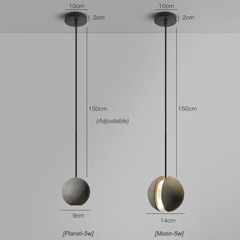 Suspension ronde en béton pour café, bar, salle à manger - Îlot industriel Vintage boule | Marco Lucetti