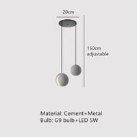 Suspension ronde en béton pour café, bar, salle à manger - Îlot industriel Vintage boule | Marco Lucetti A 1 1 / Lumière chaude