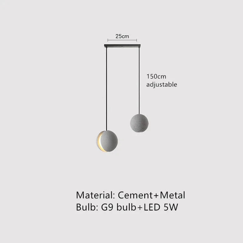 Suspension ronde en béton pour café, bar, salle à manger - Îlot industriel Vintage boule | Marco Lucetti A 1 / Lumière chaude