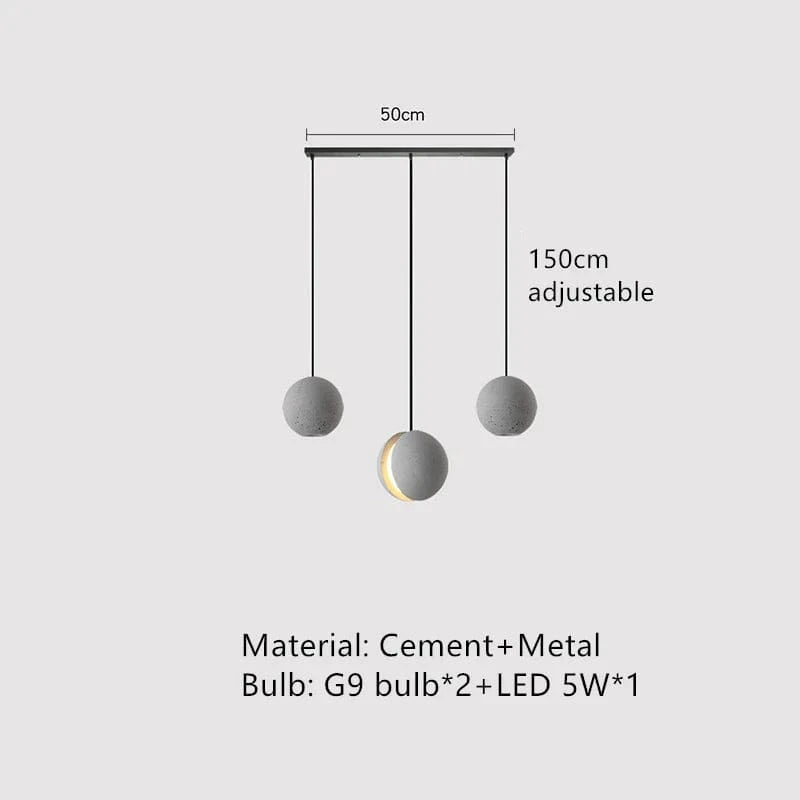 Suspension ronde en béton pour café, bar, salle à manger - Îlot industriel Vintage boule | Marco Lucetti B3 1 / Lumière chaude