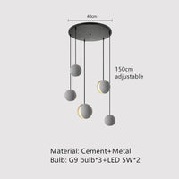 Suspension ronde en béton pour café, bar, salle à manger - Îlot industriel Vintage boule | Marco Lucetti C4 / Lumière chaude