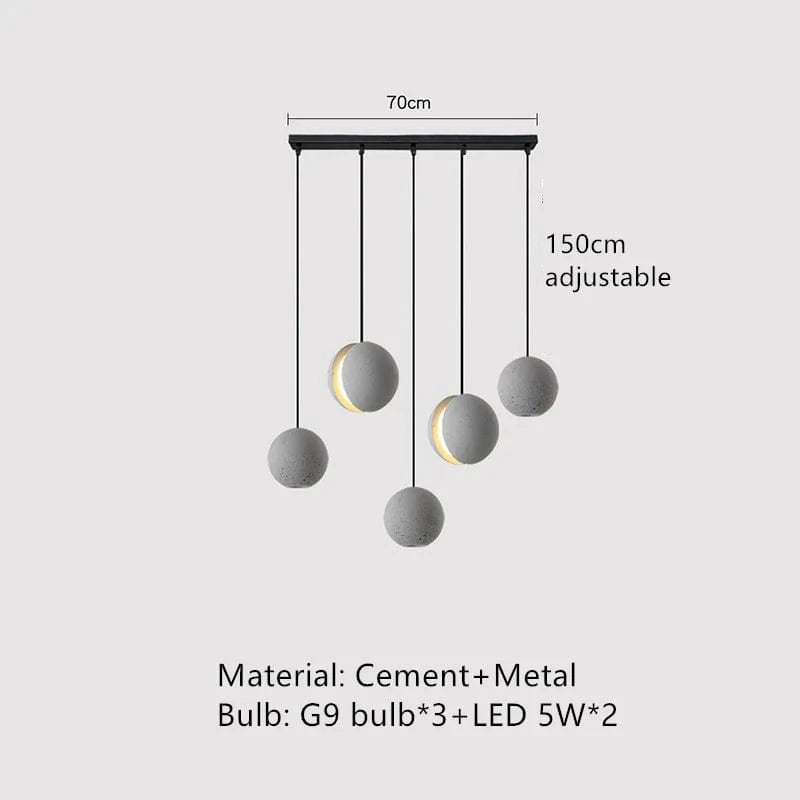 Suspension ronde en béton pour café, bar, salle à manger - Îlot industriel Vintage boule | Marco Lucetti C41 / Lumière chaude