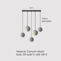 Suspension ronde en béton pour café, bar, salle à manger - Îlot industriel Vintage boule | Marco Lucetti C41 / Lumière chaude