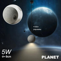 Suspension ronde en béton pour café, bar, salle à manger - Îlot industriel Vintage boule | Marco Lucetti Planète / Lumière chaude