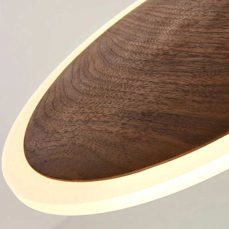 Suspension ronde Led en noyer noir : Luxe Lumineux. | Marco Lucetti