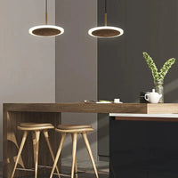 Suspension ronde Led en noyer noir : Luxe Lumineux. | Marco Lucetti