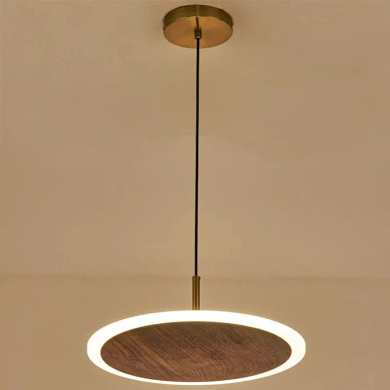 Suspension ronde Led en noyer noir : Luxe Lumineux. | Marco Lucetti