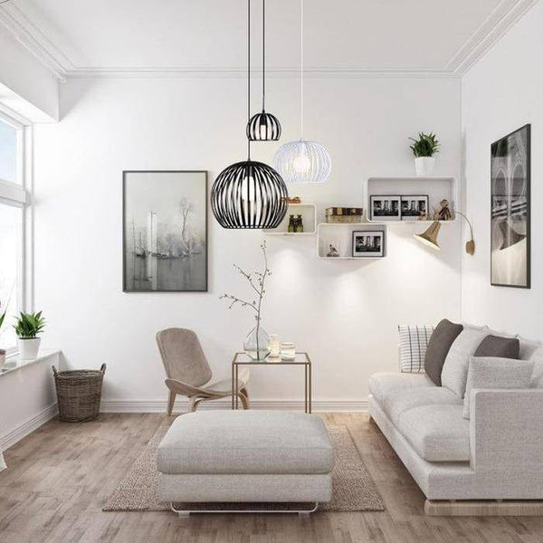 Suspension ronde vintage en cage (noir ou blanc) | Marco Lucetti