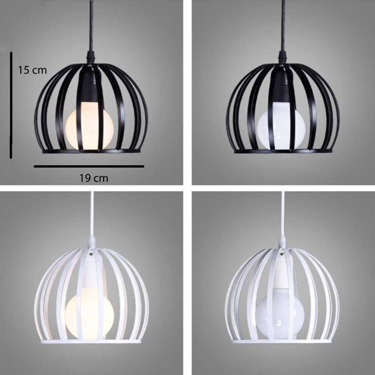 Suspension ronde vintage en cage (noir ou blanc) | Marco Lucetti Blanc - S