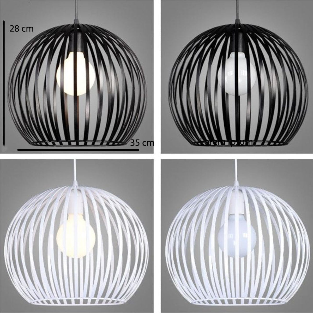 Suspension ronde vintage en cage (noir ou blanc) | Marco Lucetti Noir - L