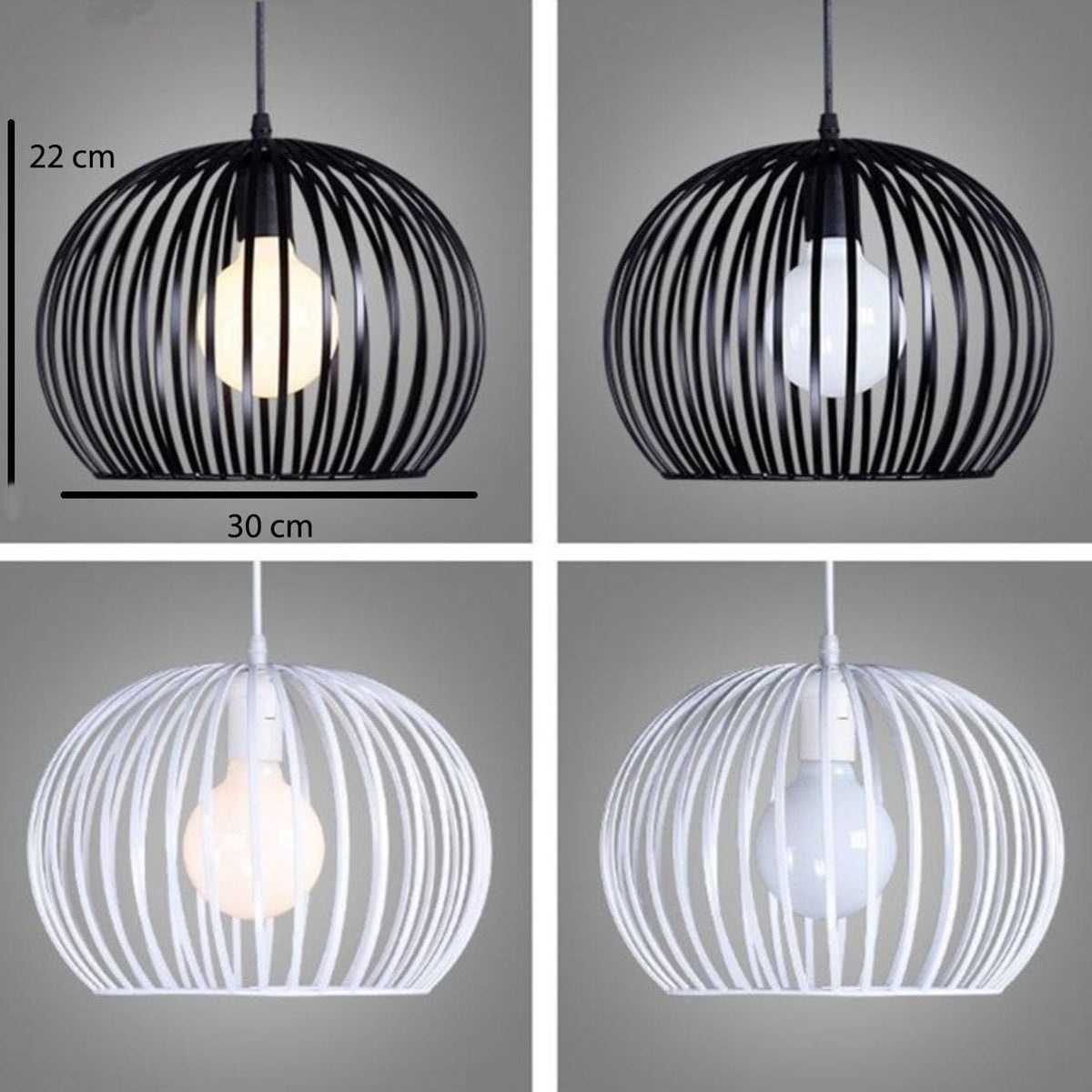Suspension ronde vintage en cage (noir ou blanc) | Marco Lucetti Noir - M