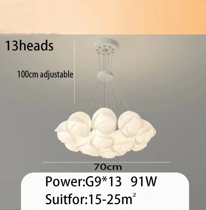 Suspension Rose Crème | Marco Lucetti 13Têtes / Gradation avec télécommande