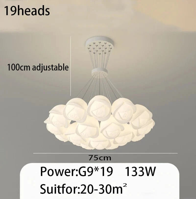 Suspension Rose Crème | Marco Lucetti 19Têtes / Gradation avec télécommande