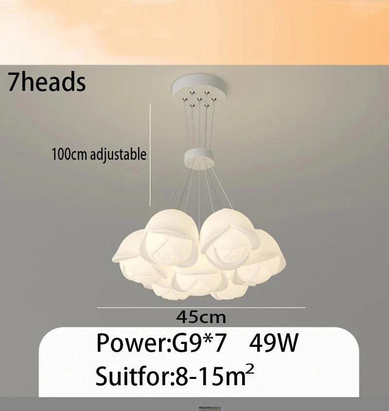 Suspension Rose Crème | Marco Lucetti 7Têtes / Gradation avec télécommande